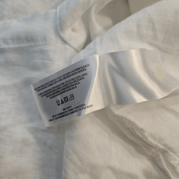 Orvis Women's Button-Up Short Sleeves Chest Pocket Blouse Linen Blend NWT White - Picture 7 of 7